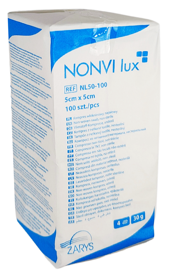 Kompres włókninowy niejałowy NONVI lux, 30G 4W, 5x5cm (a'100 szt.)